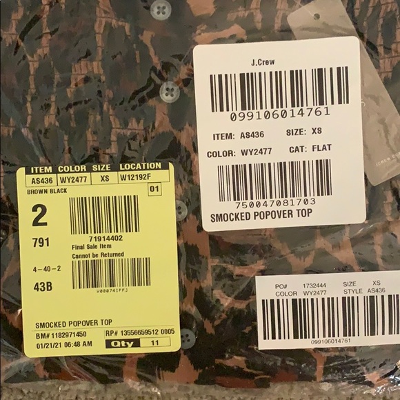 J.Crew Smocked popover top in leopard crinkle chiffon - Picture 7 of 7